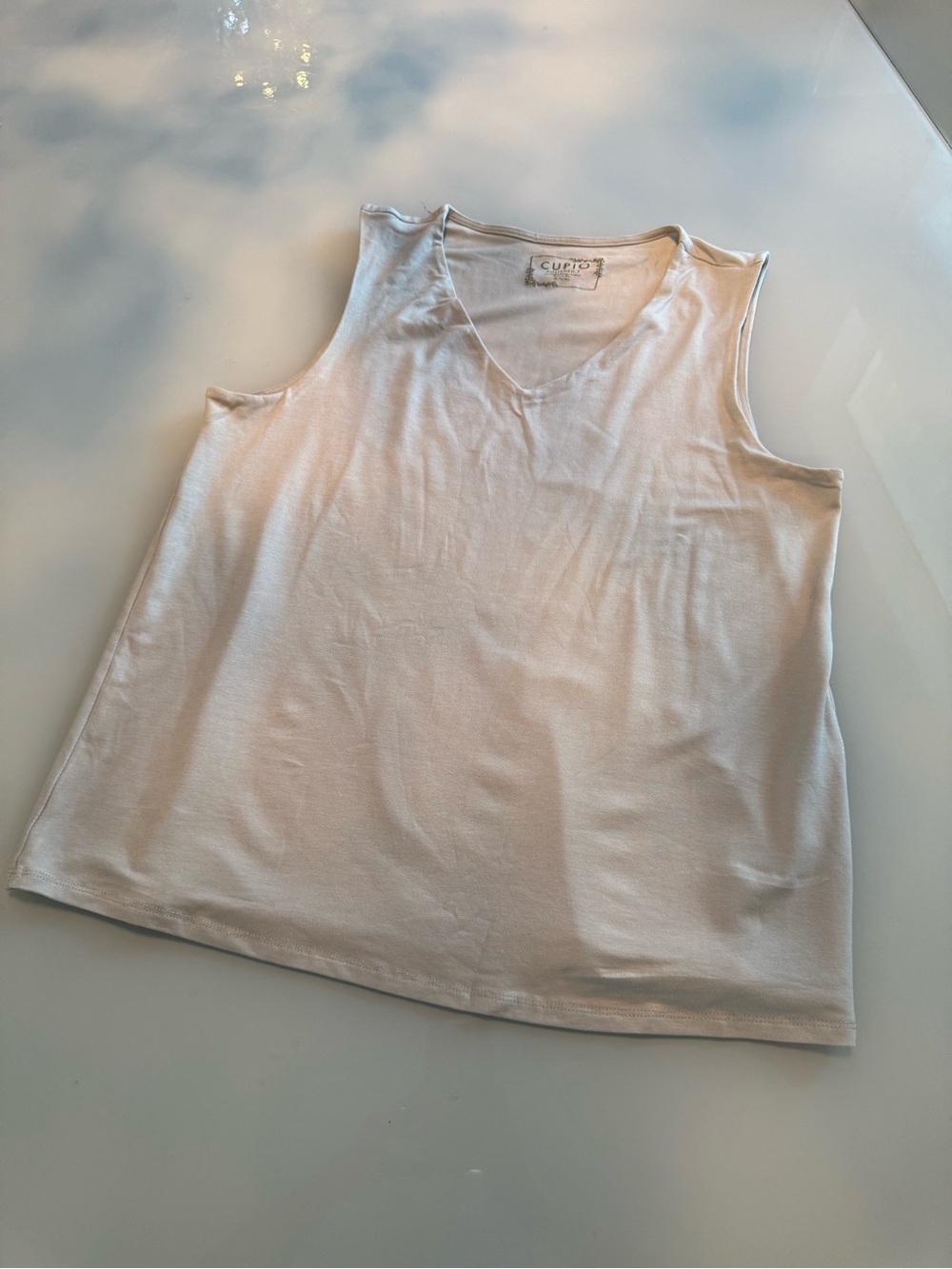 Cupio Cream V-Neck Sleeveless Tank Top#A41